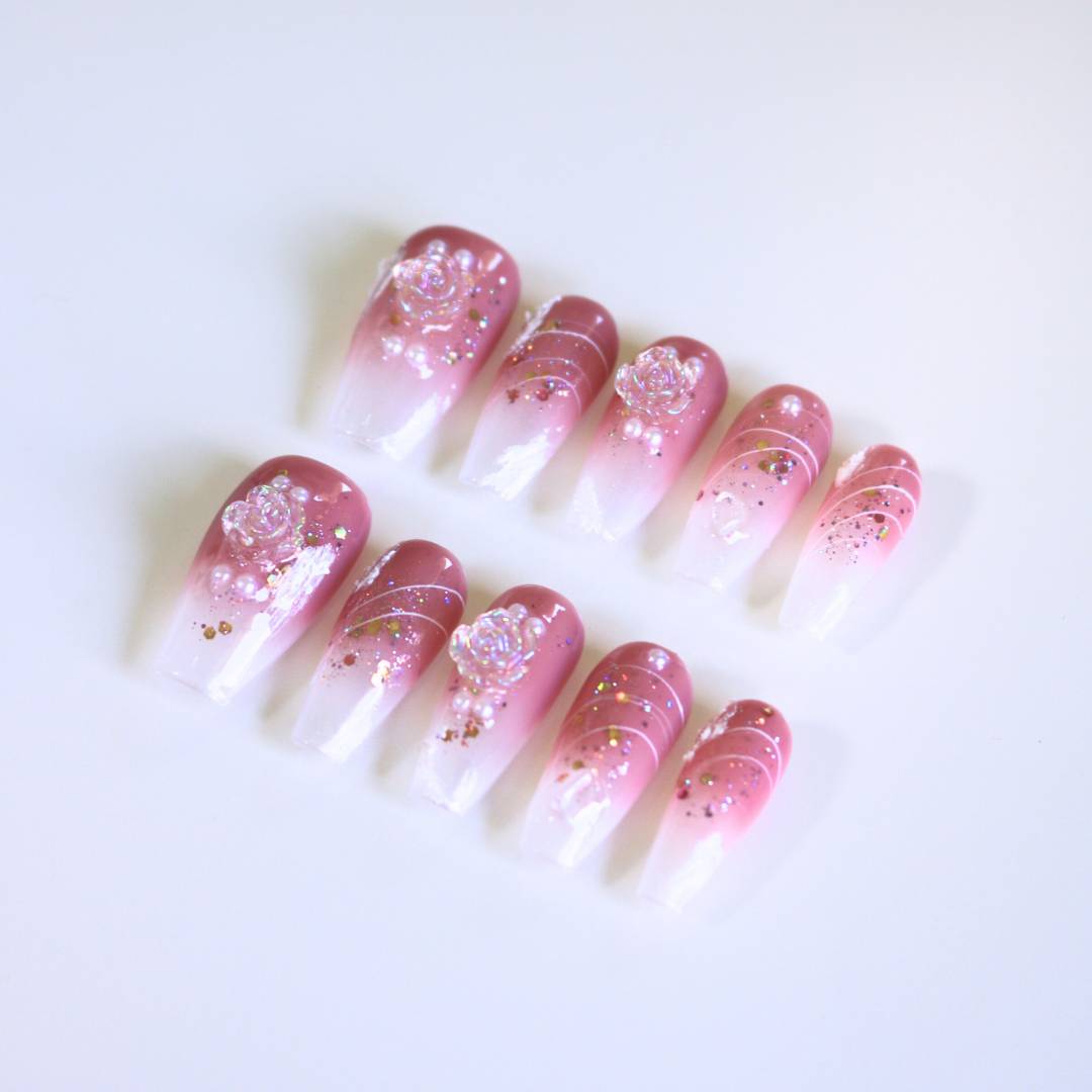 Handmade Press-on Nails - Rosy Glow