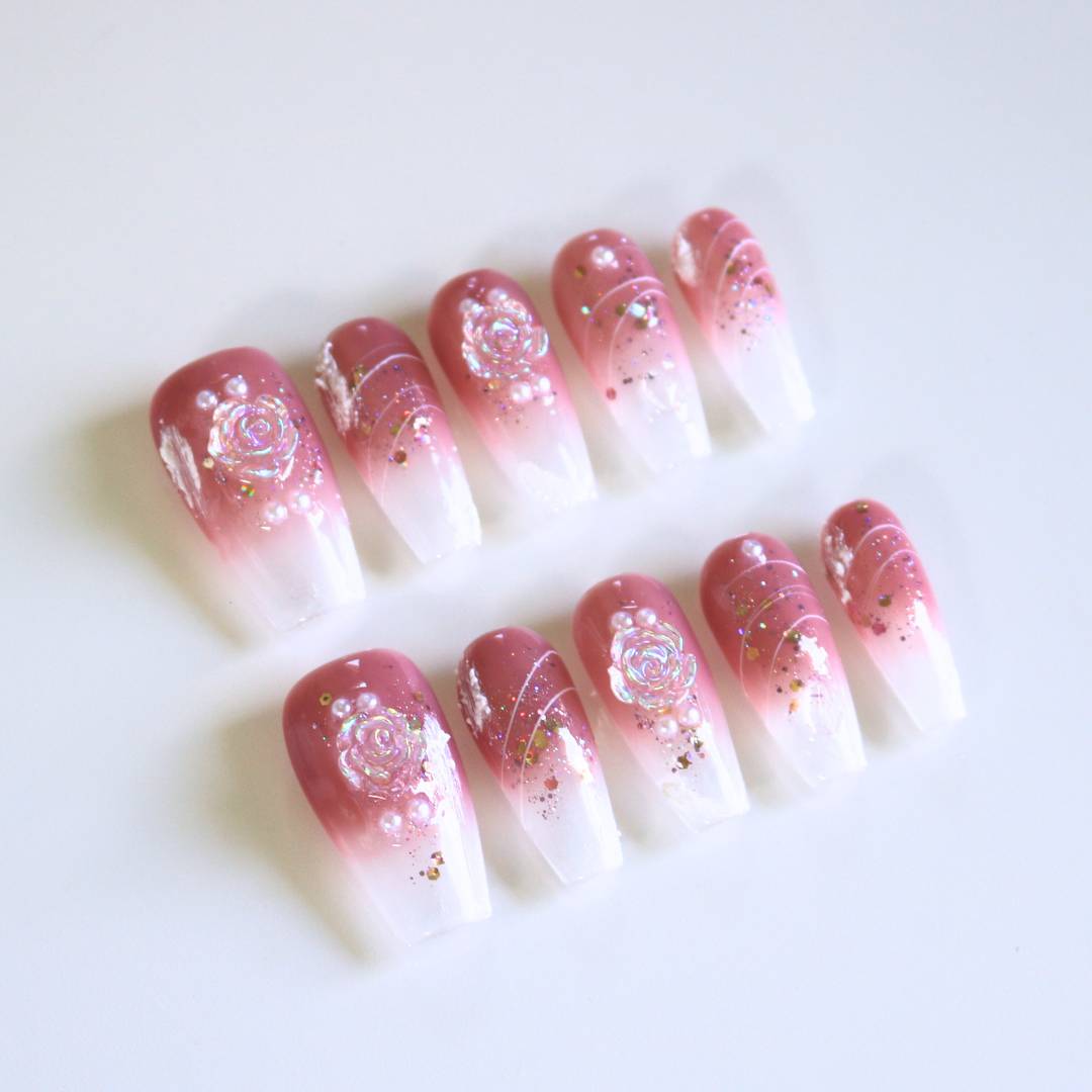Handmade Press-on Nails - Rosy Glow