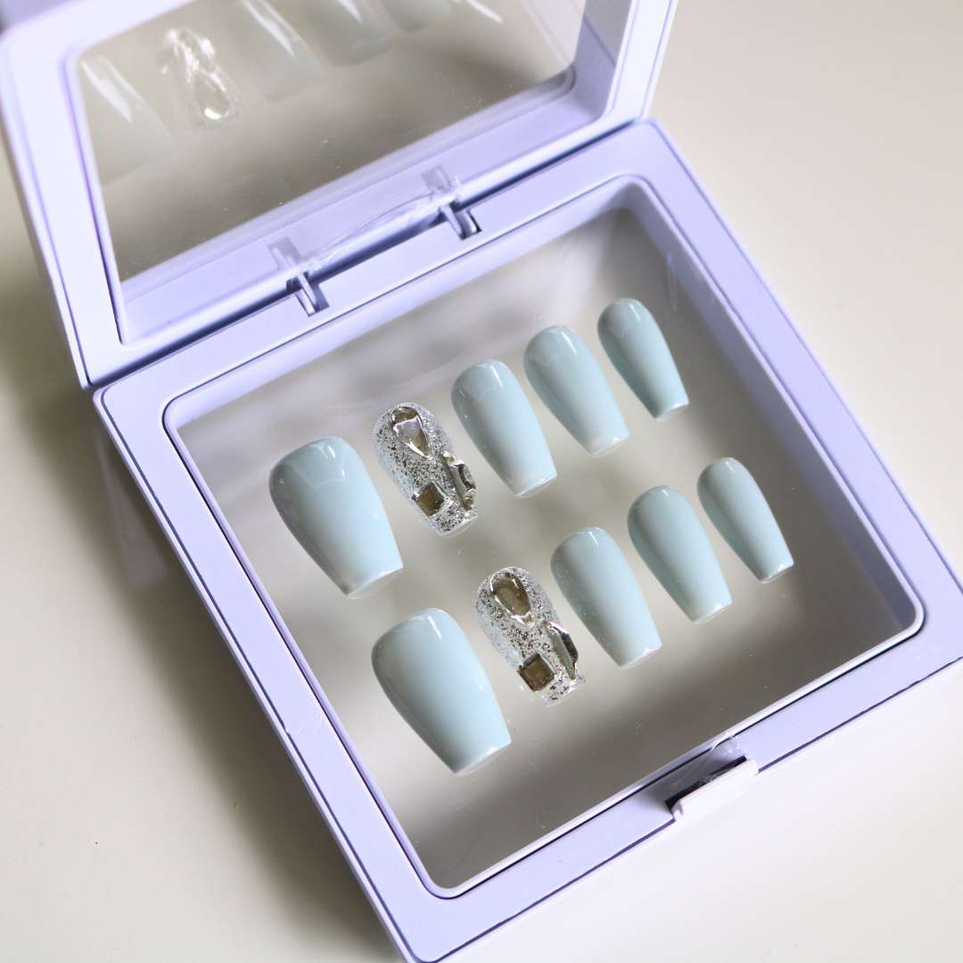 Handmade Press-on Nails - Azure Allure