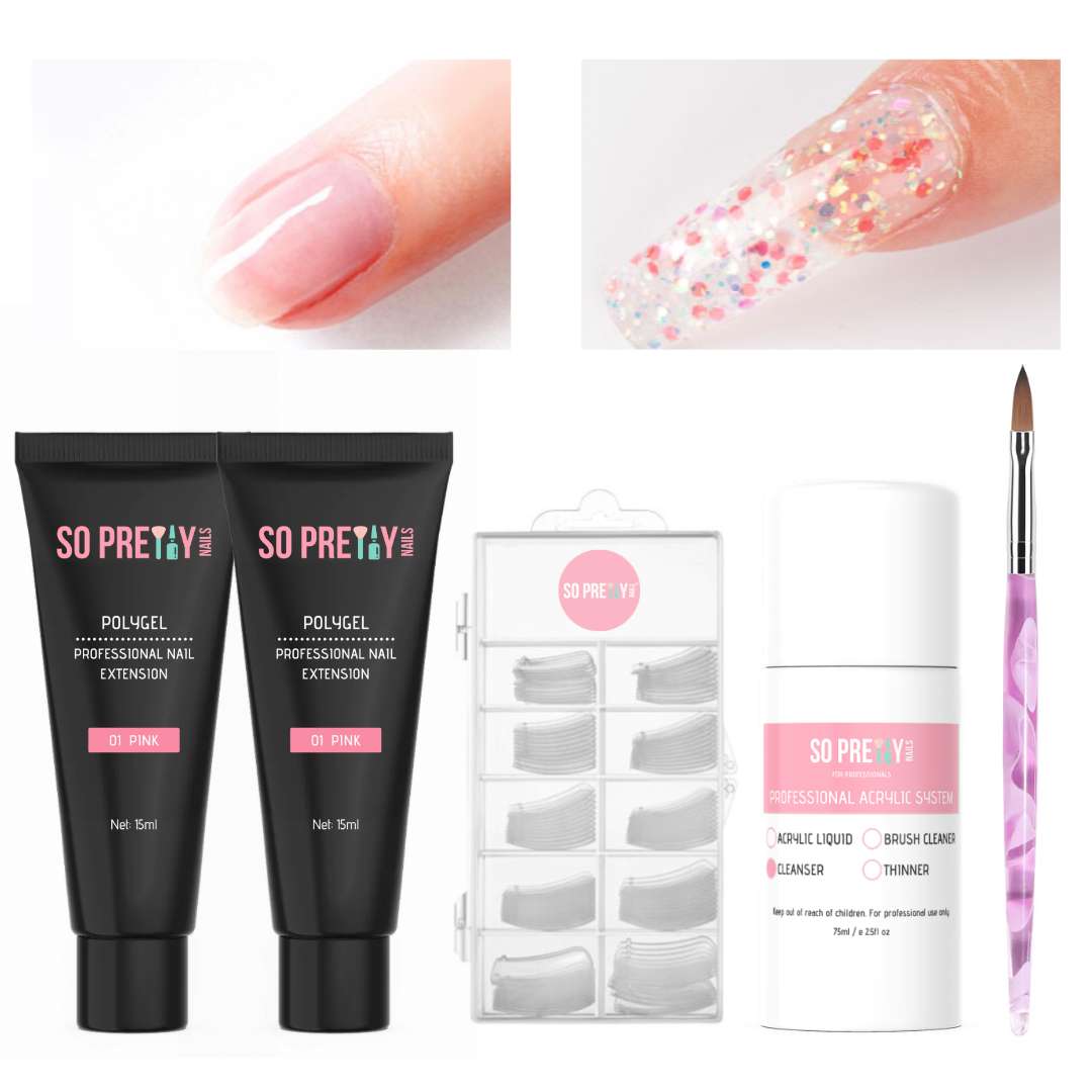 Dengmore Poly Nail Extension Gel with Uv Light Starter Kit- 7 Jelly Colors  15 ML Clear Pink Neutral Jelly Gel Nails Quick Building Hybrid Gel Base Top  Coat Slip Solution French Manicure