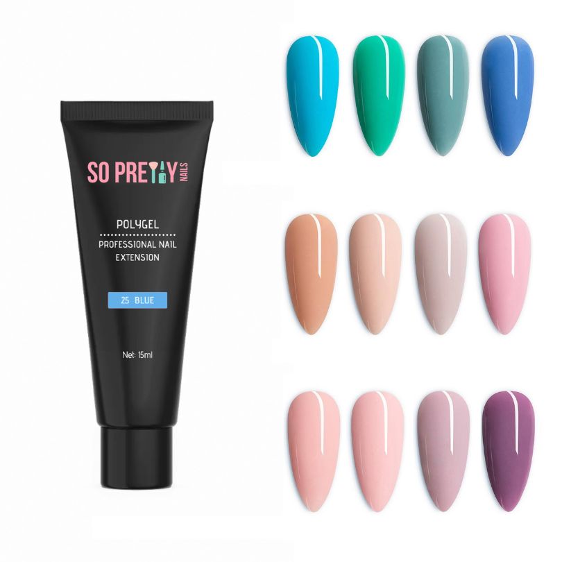 polygel builder gel nail extensions pastel colour pallet